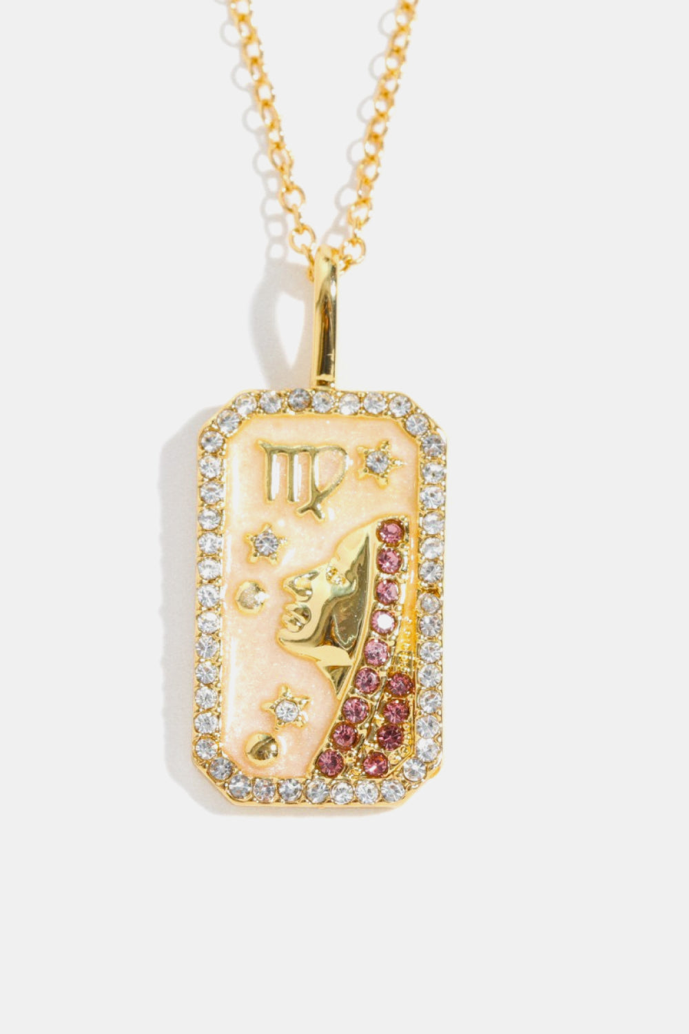 Zodiacs 12 Constellation Horoscope/Zodiac Pendant Copper Necklace Rhinestone