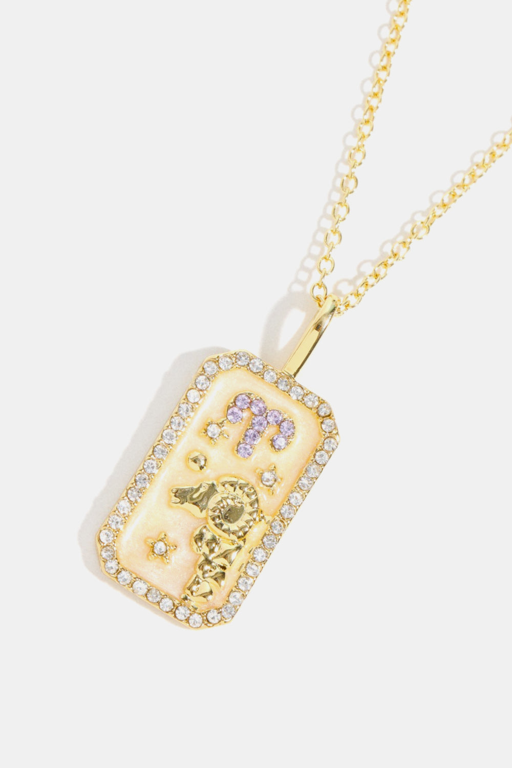 Zodiacs 12 Constellation Horoscope/Zodiac Pendant Copper Necklace Rhinestone