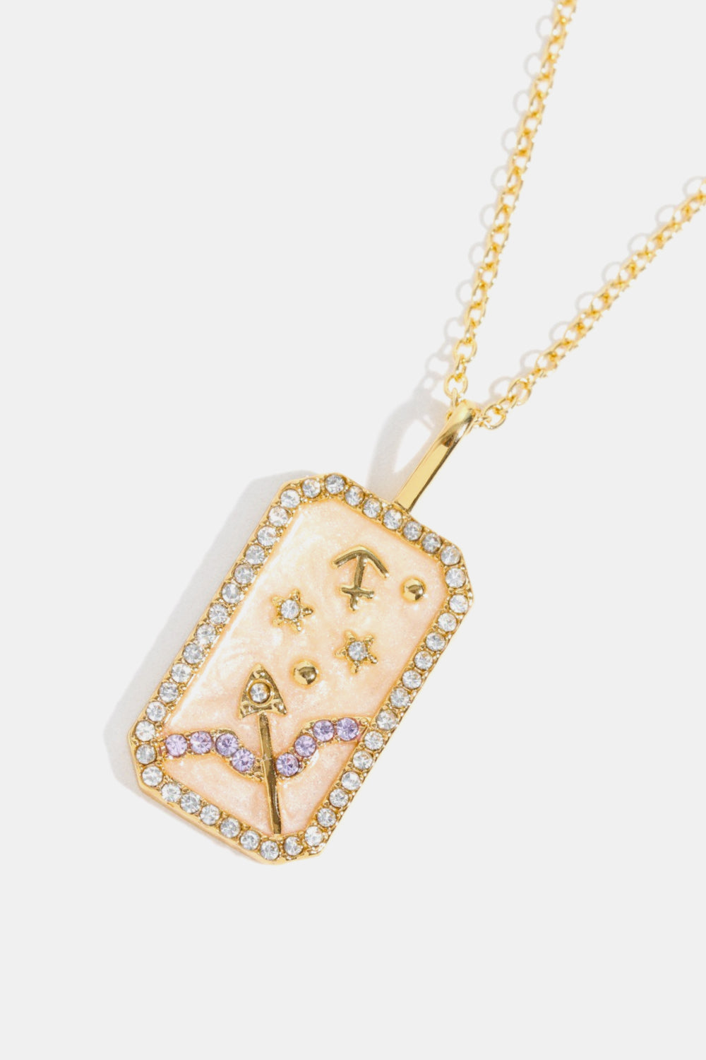 Zodiacs 12 Constellation Horoscope/Zodiac Pendant Copper Necklace Rhinestone