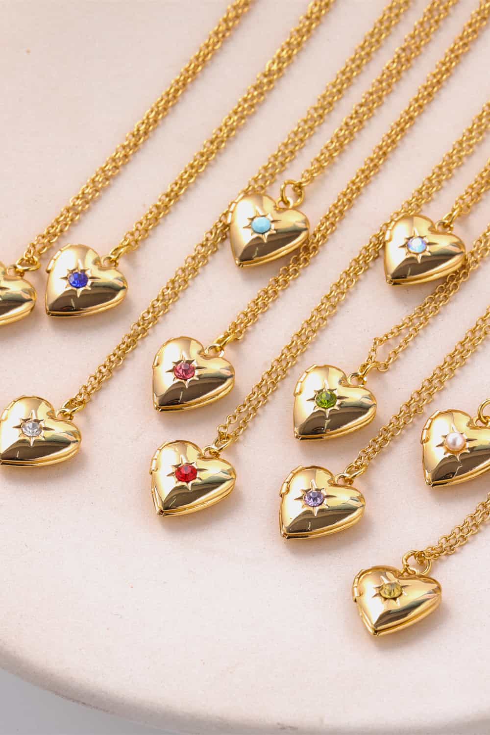 Z12 Birthstone (Pick your Month) 14 K Gold Plated Zircon Heart Shape Pendant Necklace