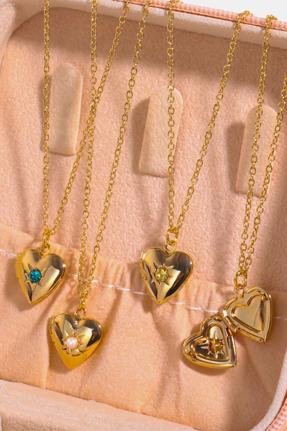 Z12 Birthstone (Pick your Month) 14 K Gold Plated Zircon Heart Shape Pendant Necklace