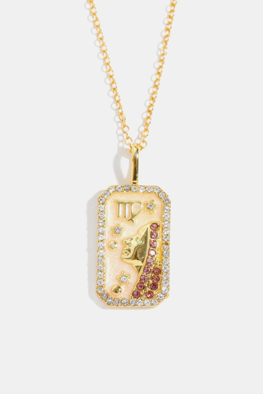 Zodiacs 12 Constellation Horoscope/Zodiac Pendant Copper Necklace Rhinestone